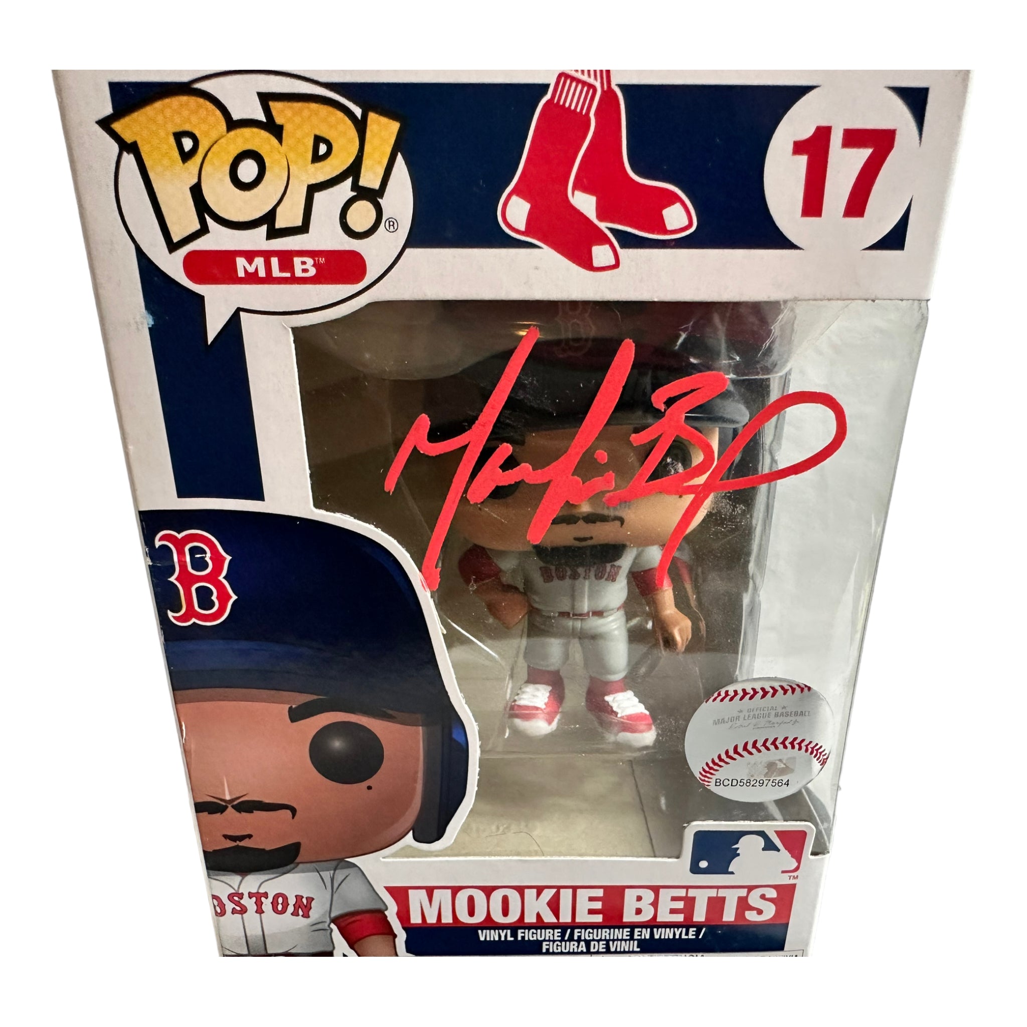 Mookie Betts Signed Baseball Red Sox - COA MLB - Memorabilia