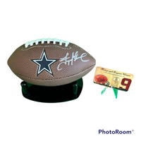 HOF TROY AIKMAN QB Cowboys Hand Signed Mini Logo Ball W/COA