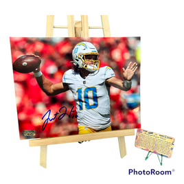 Justin Herbert QB Hand Signed LA Chargers 8x10 Photo w/COA