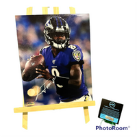 Lamar Jackson Hand Signed Baltimore Ravens 8x10 Photo w/COA