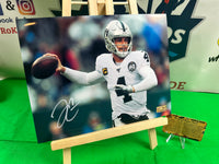 Derek Carr Hand Signed Raiders 8x10 Photo w/COA