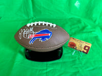 HOF JIM KELLY QB Bills Hand Signed Mini Bills Logo Ball W/COA